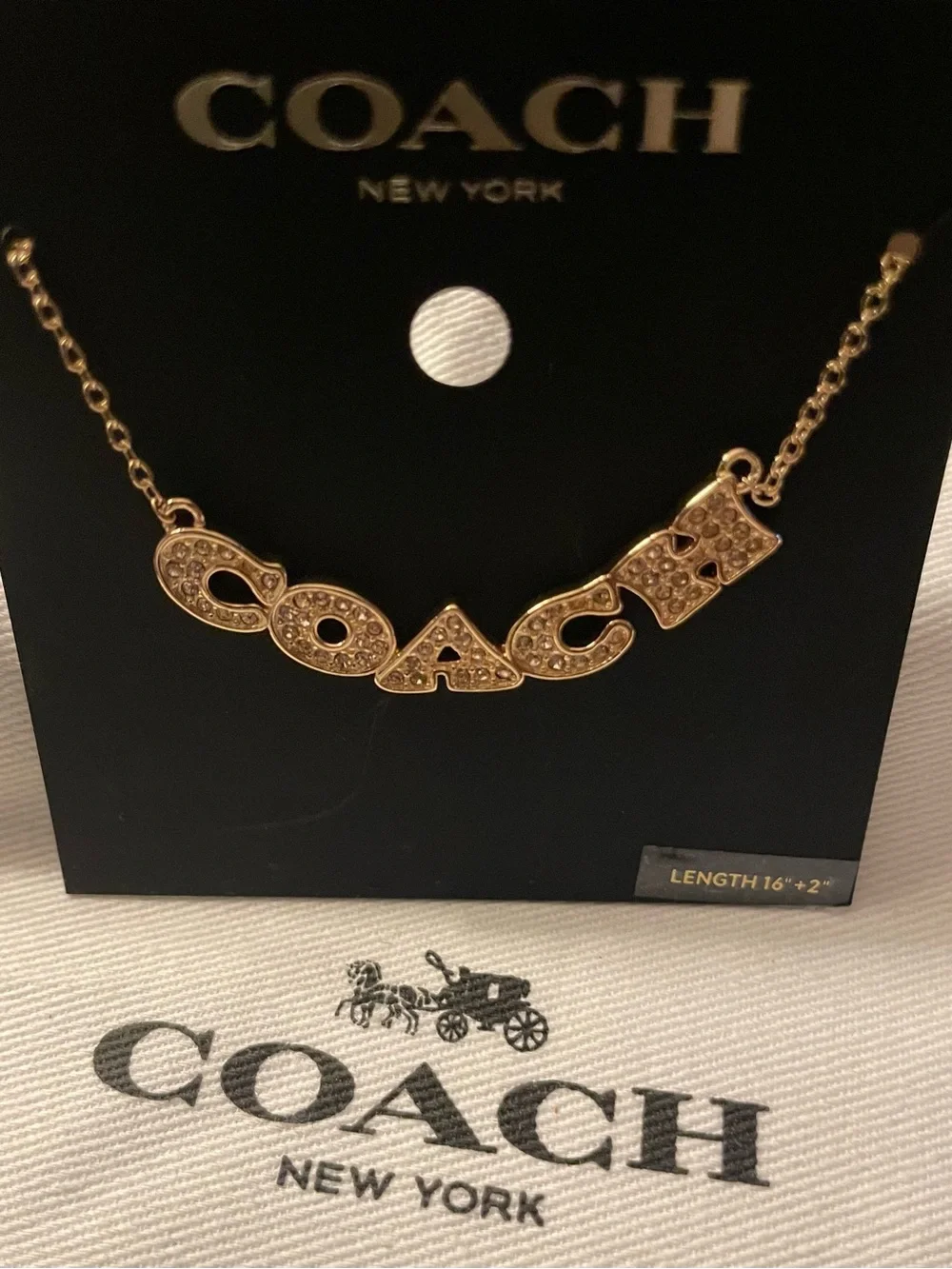 Coach Gold-Tone Crystal Logo Necklace